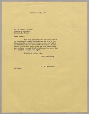 [Letter from Daniel W. Kempner to Walter F. Woodul, November 11, 1955]