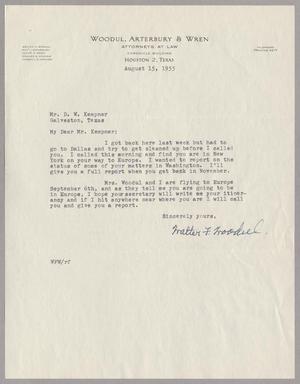 [Letter from Walter F. Woodul to Daniel W. Kempner, August 15, 1955]