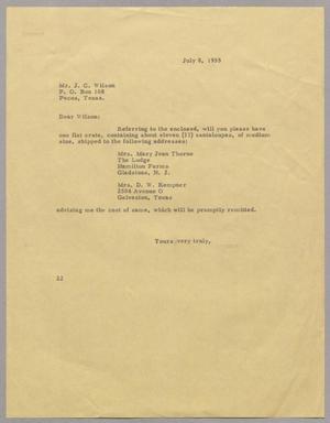 [Letter from Daniel W. Kempner to J. C. Wilson, July 8, 1955]