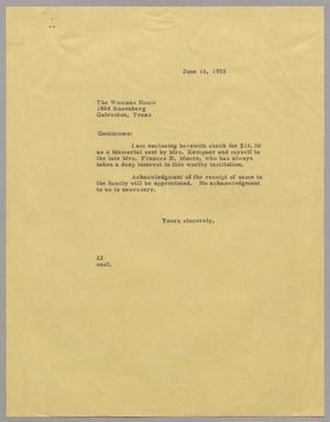 [Letter from Daniel W. Kempner to the Womans Home, June 15, 1955]