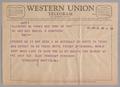 Letter: [Telegram from Ethelbert Warfield to Daniel and Jeane Kempner, April …