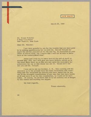 [Letter from Daniel W. Kempner to Dr. Bruce Webster, March 25, 1955]