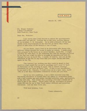 [Letter from Daniel W. Kempner to Dr. Bruce Webster, March 18, 1955]
