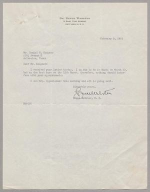 [Letter from Bruce Webster to Daniel W. Kempner, February 9, 1955]