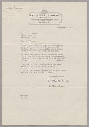 Primary view of object titled '[Letter from W. Glen McQuaker to Daniel W. Kempner, December 9, 1955]'.