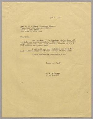 [Letter from Daniel W. Kempner to W. A. Walker, July 2, 1955]