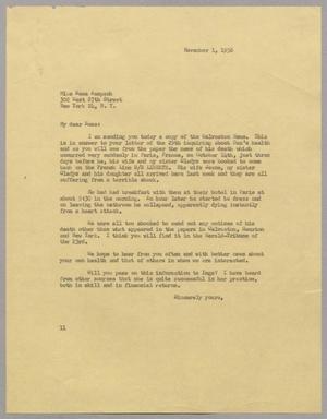 Primary view of object titled '[Letter from I. H. Kempner to Rosa Anspach, November 1, 1956]'.