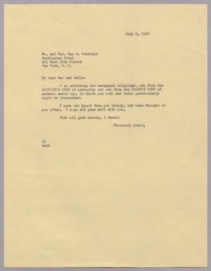 [Letter from Isaac H. Kempner to Mr. and Mrs. Max B. Arnstein, July 9, 1956]