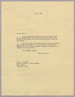[Letter from Isaac H. Kempner to W. J. Aicklen, May 8, 1956]