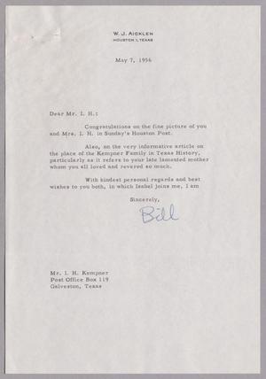 [Letter from William J. Aicklen to I. H. Kempner, May 7, 1956]