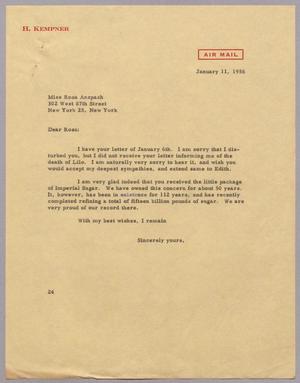 [Letter from Daniel W. Kempner to Rosa Anspach, January 11, 1956]