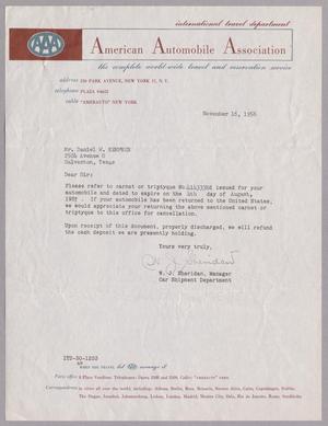 [Letter from American Automobile Association to Daniel W. Kempner, November 16, 1956]