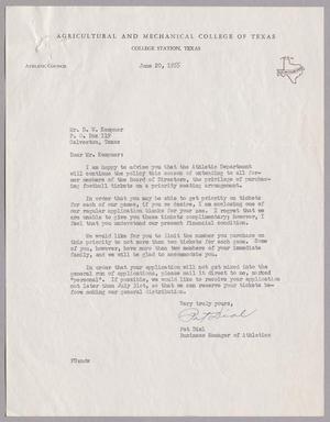 [Letter from Pat Dial to Daniel W. Kempner, June 20, 1955]