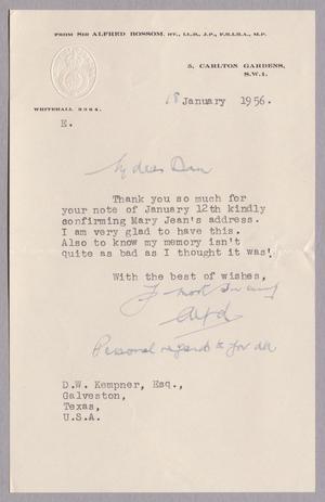 [Letter from Alfred C. Bossom to Daniel W. Kempner, January 18, 1956]