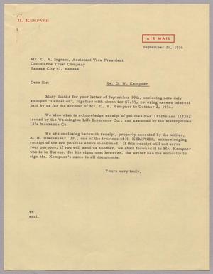 Primary view of object titled '[Letter from A. H. Blackshear Jr. to Mr. O. A. Ingram, September 20, 1956]'.