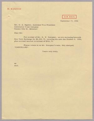 Primary view of object titled '[Letter from A. H. Blackshear Jr. to Mr. O. A. Ingram, September 17, 1956]'.