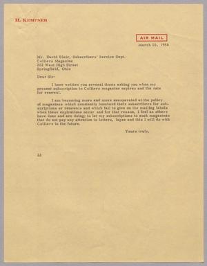 [Letter from Daniel W. Kempner to Mr. David Blair, March 10, 1956]