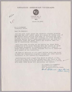 [Letter from the Galveston Chapter of Disabled American Veterans, March 25, 1956]