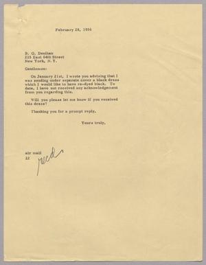 [Letter from Jeane Bertig Kempner to B. G. Denihan, February 28, 1956]