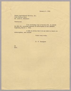 [Letter from D. W. Kempner to Doane Agriculture Service, January 5, 1956]