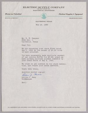 [Letter from Billie J. Webb to Daniel W. Kempner, may 18, 1956]
