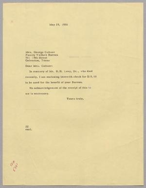 [Letter from Daniel W. Kempner to Mrs. George Coltzer, May 29, 1956]