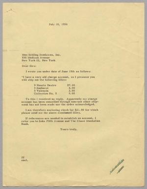 [Letter from Daniel W. Kempner to Max Schling Seedsmen, Inc., July 18, 1956]