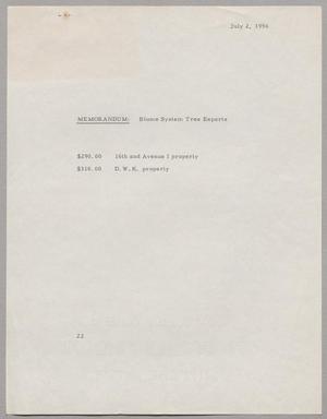 [Invoice for Blume System Tree Experts Memorandum, July 1956]