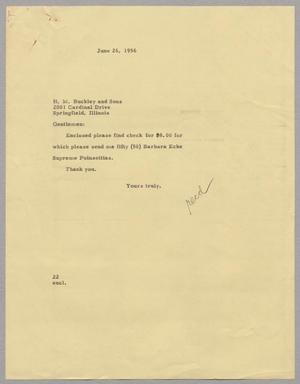 Primary view of object titled '[Letter from Daniel W. Kempner to H. M. Buckley and Sons, June 26, 1956]'.