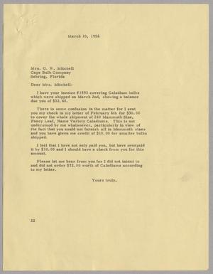 [Letter from Daniel W. Kempner to Mrs. O. W. Mitchell, March 10, 1956]