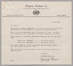 [Letter from Wiegrow Products Co., January 1956]