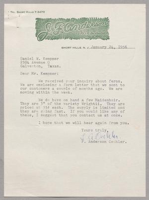Primary view of object titled '[Letter from F. Anderson Oechler to Daniel W. Kempner, January 24, 1956]'.