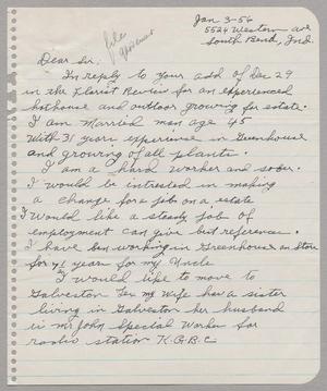 [Letter from John Petty to Daniel W. Kempner, January 3, 1956]