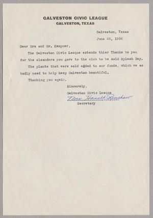 [Letter from Mrs Harold Renshaw. to Mr. and Mrs. Kempne, June 26, 1956]