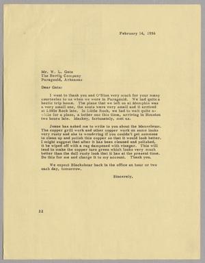 Primary view of object titled '[Letter from Daniel W. Kempner to William L. Gatz, February 14, 1956]'.
