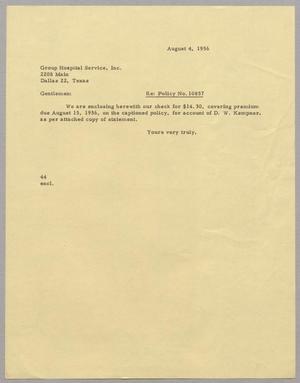 [Letter from A. H. Blackshear, Jr. to Group Hospital Service, Inc., August 4, 1956]