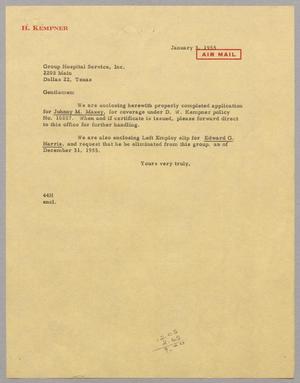 [Letter from A. H. Blackshear, Jr. to Group Hospital Service, Inc., January 3, 1955]