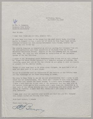[Letter from A. J. Biron to Mr. D. W. Kempner, September 11, 1956]