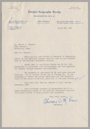 [Letter from Thomas W. McKnew to Daniel W. Kempner, March 23, 1956]