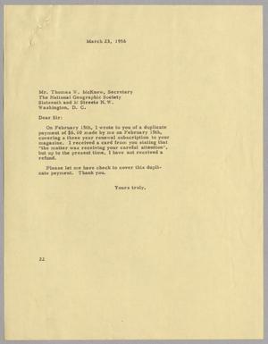 [Letter from Daniel W. Kempner to Thomas W. McKnew, March 23, 1956]