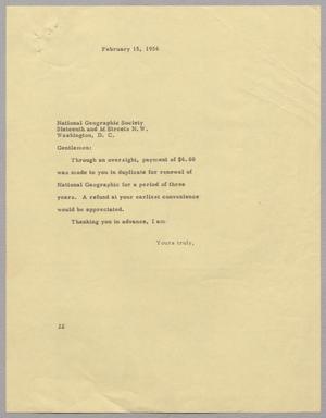 [Letter from Daniel W. Kempner to Thomas W. McKnew, February 15, 1956]
