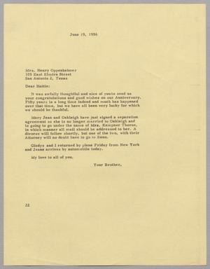 [Letter from Daniel W. Kempner to Hattie Oppenheimer, June 19, 1956]
