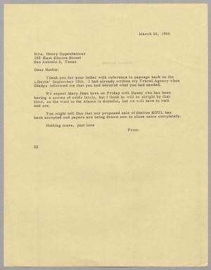[Letter from Daniel W. Kempner to Hattie Oppenheimer, March 20, 1956]