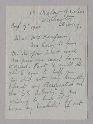 [Letter from Nellie M. Mannings to Jeane Bertig Kempner, September 7, 1955]