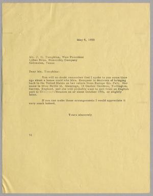 [Letter from Daniel W. Kempner to J. G. Tompkins, May 9, 1955]