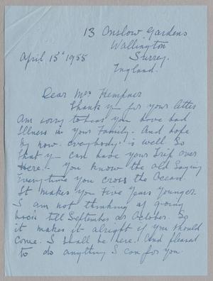 [Letter from Nellie M. Mannings to Daniel W. Kempner, April 15, 1955]