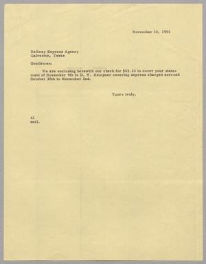 [Letter from A. H. Blackshear Jr. to Railway Express Agency, November 10, 1956]