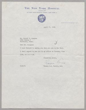 [Letter from Dr. Thomas A. C. Rennie to Daniel W. Kempner, April 17, 1956]