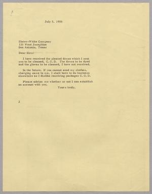 [Letter from Jeane Bertig Kempner to Slater-White Company, July 5, 1956]