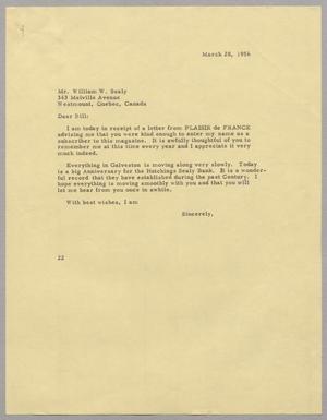 Primary view of object titled '[Letter from Daniel W. Kempner to William W. Sealy, March 28, 1956]'.